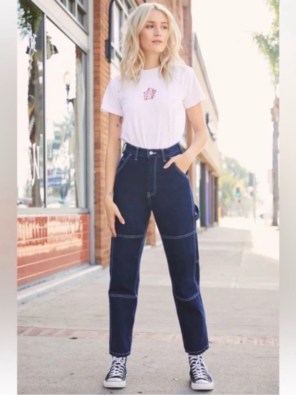 Brandy Melville Ariana Painter Cargo Jeans Small Carpenter Straight Leg